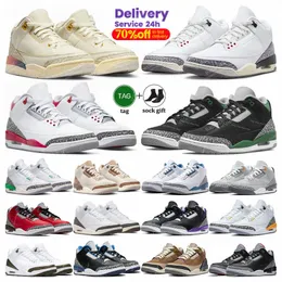 J3 3s Scarpe da basket Medellin Sunset Bianco Cemento Rosso fuoco Lucky Pine Verde Racer Blu Scuro Iris Wizards UNC Laser Arancione Donna Uomo Scarpe da ginnastica Sport