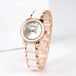 Women's Watche es Top Brand Luxury Waterproof Rose Gold Bracelet Women Ceramics Quartz Ladies Reloj Mujer Elegante 230410