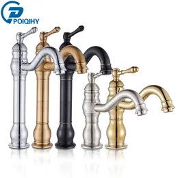 Bathroom Sink Faucets POIQIHY Antique Brass Basin Vessel Deck Mounted One Hole Cold Water Mixer Tap 1 230410