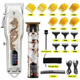Clippers Trimmers Hiena White Set Dragon Professional Hair Clipper Draadloze haartrimmer voor mannen Shaver Hair Cutting Machine Barber Machin Beard 230411