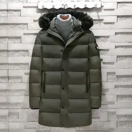 Herrarna ner vinter parkor jackor mens mode casual lös solid stor storlek lång sektion varm jcakets bomullsrock storlek8xl