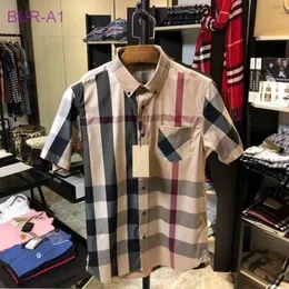 Burbersys Clothes Original Mens Jackets Coats New Summer Family B Mens Slim Fit Shirt Business Casual Classic Stripe Server