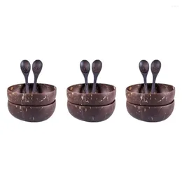 Bowls (5 In A Dozen)12x Coconut And Wooden Spoons For Serving Noodle Pasta Smoothie Porridge