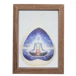 Schmuckbeutel Reiki-Heilung 7 Chakra Art Printed Pressed Leaf Display Frame Double Glass Wooden Floating Decoration Nordic Home Ornament