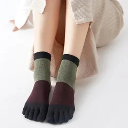 Frauen Socken Mädchen Fünf-zehe Herbst Frühling Kontrast Farbe Finger Baumwolle Kurze Zubehör