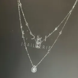 Роскошное подвесное ожерелье дизайнера дизайнера топа S925 Серебряная серебряная серебряная вода квадратная квадратная циркон двойной прола