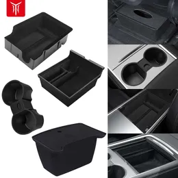 New Car Storage Box For Tesla 2022 Model 3 2023 Model Y Center Armrest Hidden Box Cup Holder Console Organizer Car Box Accessories