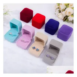 11 Colors 55X50X4M Veet Jewelry Gift Boxes For Rings Wedding Engagement Couple Packaging Square Show Case Box Drop Delivery Dhl0B