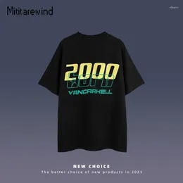 メンズTシャツ2023デザインレター番号印刷された夏のメンズシャツカジュアルメンズラウンドネックトップスティーヒップホップ特大の男性