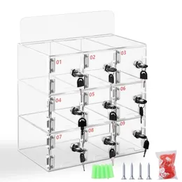 Acrylic Cell Phone Lock Box Wall-Mounted Cell Phone Storage Cabinet Box Clear Organizer Box for Office School Classroom