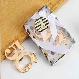 50st Wedding Anniversary Party Present Gold Imperial Crown Digital 50 Bottle Opener in Gift Box Chrome 50th Beer Openers
