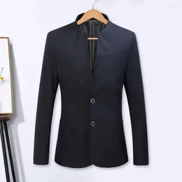 Ternos masculinos homens terno jaqueta fomal gola manga longa blazer fino ajuste dois botões bolsos casaco de negócios workwear