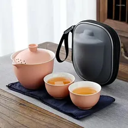 Set di articoli per il tè Teiera Kungfu da viaggio portatile in ceramica con 2-3 tazze da tè per adulti Set di accessori per il tè in stile cinese