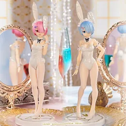 Gun Toys 30cm Bicute Bunnies Rezero Starta liv i en annan värld Anime Bunny Girl Figur Ram Rem Pvc figur Model Doll Toys