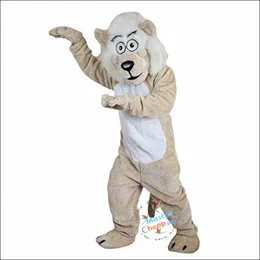 2024 Rabatt Beige Lion Beard Mustasch Mascot Costume Fancy Dress passar vuxen unisex