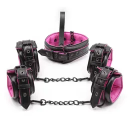 Adult Toys Sex Couple Leather Bdsm Bondage Set 3pcs Restraints Collars Ankle Cuff Handcuffs For Women Adults 230411