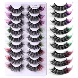 Reusable Handmade Color Eyelashes Curly Crisscross Multilayer Thick 3D Fake Lashes Colordul Naturally Soft Delicate Full Strip L7148534