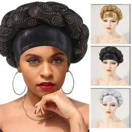 Berets Moda Headwear Turban Head Wraps Dacron Design Africano Turband Chapéus Mulheres