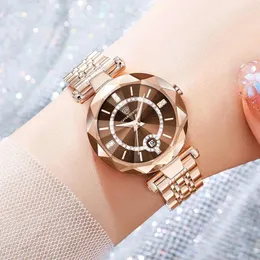 Orologi da polso Orologio al quarzo con cuore oceanico Calendario Cielo stellato Diamante Striscia di acciaio massiccio Impermeabile da donna