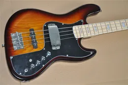 High Quality Sunburst 4 String Jazz Electric Bass Guitar 9V Active Pickups Basswood Body Maple Neck Fingerboard Chrome Hardware