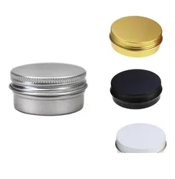 Storage Boxes 1/2 oz Aluminum Tin Jars Screw Cap Round Storing Can Container Cosmetic Metal Tins Empty Container 15ml white black gold