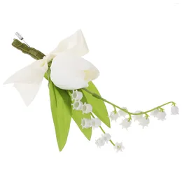 Dekorativa blommor konstgjorda tulpanblommor bröllop boutonniere brudgum corsage för brudkvinnlig klänning