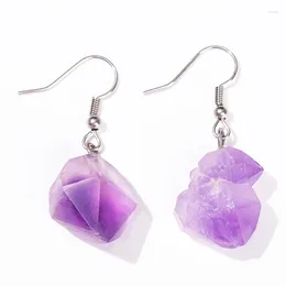 Dangle Earrings 20pairs Irregular Rough Raw Ore Natural Stone Amethysts Quartz Crystal Stainless Steel Hook