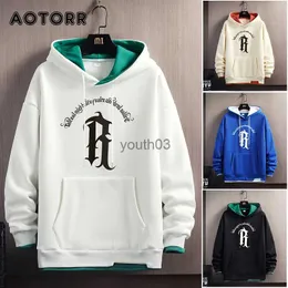 Moletons masculinos Moletons Primavera Outono Estilo Coreano Casual Hoodies Nova Carta Impressa Streewear Moletom Moda Falso Duas Peças Design Tops YQ231111