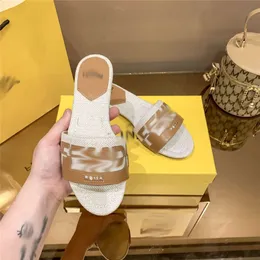 Slides designer mulheres fendily sandálias f 2023 verão feminino casual pano chinelos de fundo plano com oco para fora carta casa