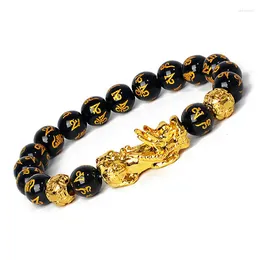 Strand Feng Shui Obsidian Wealth Armband Men Nature Stone Pixiu Lucky Prosperity Brave Armelets For Women Pi Yao Unisex Pärlor smycken