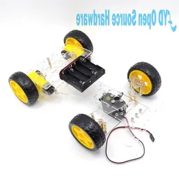 Freeshipping 1set Steering engine 4 wheel 2 Motor Smart Robot Car Chassis kits DIY with 3003 Xrpro