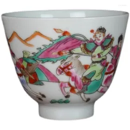 Kubki spodki qing tongzhi pastel ręcznie malowany nóż i figurka herbaty mistrz mistrza zabytkowe ceramiki