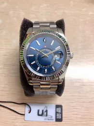 U1 ST9 Стальные мужские мужские часы Blue GMT Автоматическое движение маленький циферблат Сауфир Календарь 42 мм.
