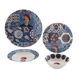 Plates Italian Style Premium Western Plate Bowl Ceramic Set Art Tableware Gift Kitchen Sets