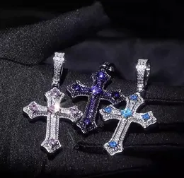 Collier avec pendentif croix Rockstar plaqué or 14 carats, véritable diamant glacé, bijoux Hip Hop pour hommes et femmes, cadeaux