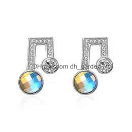 Stud Fine Jewelry Fashion Small Music Note Stud Earring Crystal From Gift For Girls Kid Lady Drop Delivery Jewelry Earrings Dhgarden Dhbau
