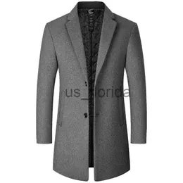 Vestes pour hommes BROWON marque Trench Coat hommes automne et hiver nouvelle couleur unie Long manteau de laine pour hommes affaires décontracté coupe-vent hommes vêtements J231111