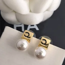 2023 New Designer open stud tassel Pearl Square small bulb stud Earrings Ring Delicate simple female girl gift no box