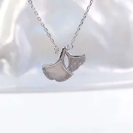White Fritillaria Ginkgo Leaf Necklace 925 Silver Minimalist Clavicle Chain Trendy Multiple Singapore