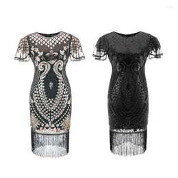 Sukienki swobodne 2023 1920s Rykat Flape Plus XXXL 20S Great Gatsby Fringed Sequin Sukienka i zdobiąc Art Deco