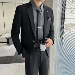 Boutique de ternos masculinos (calças blazer) estilo italiano elegante negócio de moda casual Versão coreana de cavalheiro de terno formal 2 peças