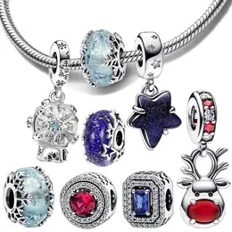 NOWOŚĆ 925 Srebrne uroki Lśniące koraliki cyrkonu Fit Pandora Bracelets moda DIY Designer Biżuteria