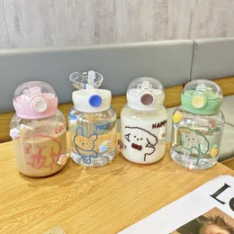머그잔 600ml 밀짚 스티커 소녀 휴대용 여행용 병 유출 야외시피 컵