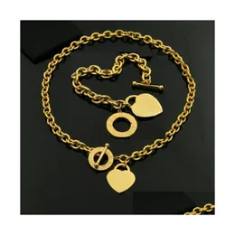 Designer 2 in 1 collana d'amore braccialetto regalo di Natale collana cuore / braccialetto set dichiarazione di nozze gioielli collane con pendente braccialetto D Dh8Lp