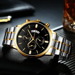 Zegarek na rękę ze stali nierdzewnej 30 m wodoodporny kalendarz kwarcowy zegarek Business Fashion Casual Student WatchWristWatches