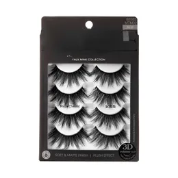 KISS Lash Couture Matte Black Faux Mink Eyelashes Multipack, Matte Cheviot, Black, 4 Pairs