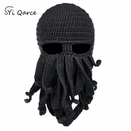 BeanieSkull Caps Handmade Tentacle Octopus Hut aus reiner Baumwolle Balaclava Cap Winter Warm Hat Skullies Beanies für Herren Weihnachtsgeschenk 230410