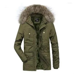 Men's Down Winter Warm Parkas Jackets Mens Fashion Casual Loose Solid Multi-pocket Long Section Jcakets Cotton Coat