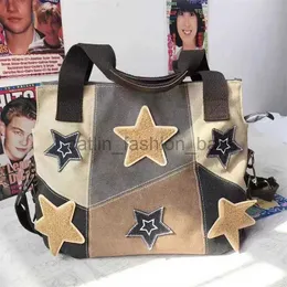 Shoulder Bags Large Capacity Star Spliced Canvas Crossbody College Student Classroom Commuter Bagcatlin_fashion_bags