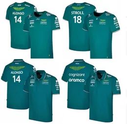 F1 2023 Resmi Takım Sürücüsü hayranları T-Shirt Formula 1 Aston Martin Yarış Polo Gömlek Kısa Kollu Aynı Hayranlar Yaz Modası Yeşil Jersey T-shirt Özel S-3XL